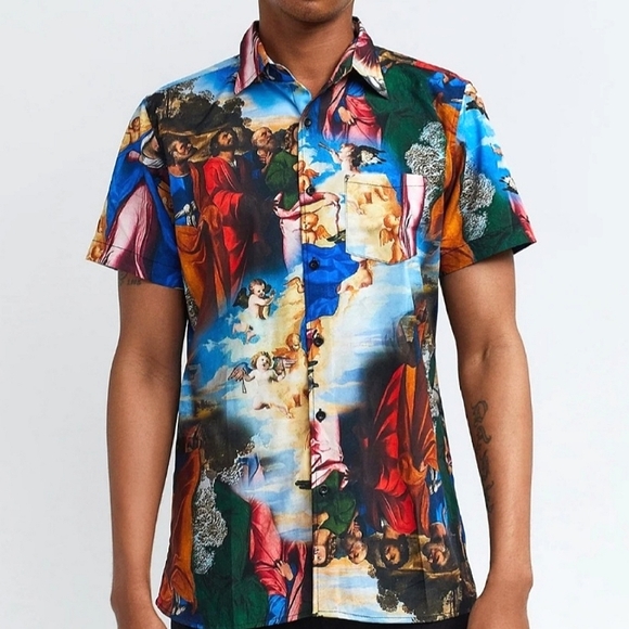 Reason Renaissance Print Button Down Shirt - Picture 1 of 8
